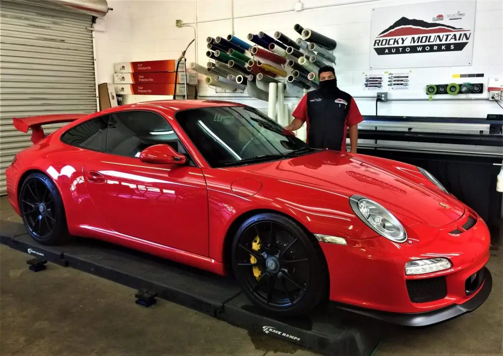 Red Porsche 911 GT3 with rock chip protection paint protection film by Rocky Mountain Auto Works Sacramento