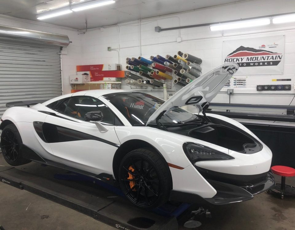 McLaren 600LT with ceramic window tint installed by Rocky Mountain Auto Works in Sacramento